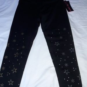 NWT Betsey Johnson Black Star Studded Leggings